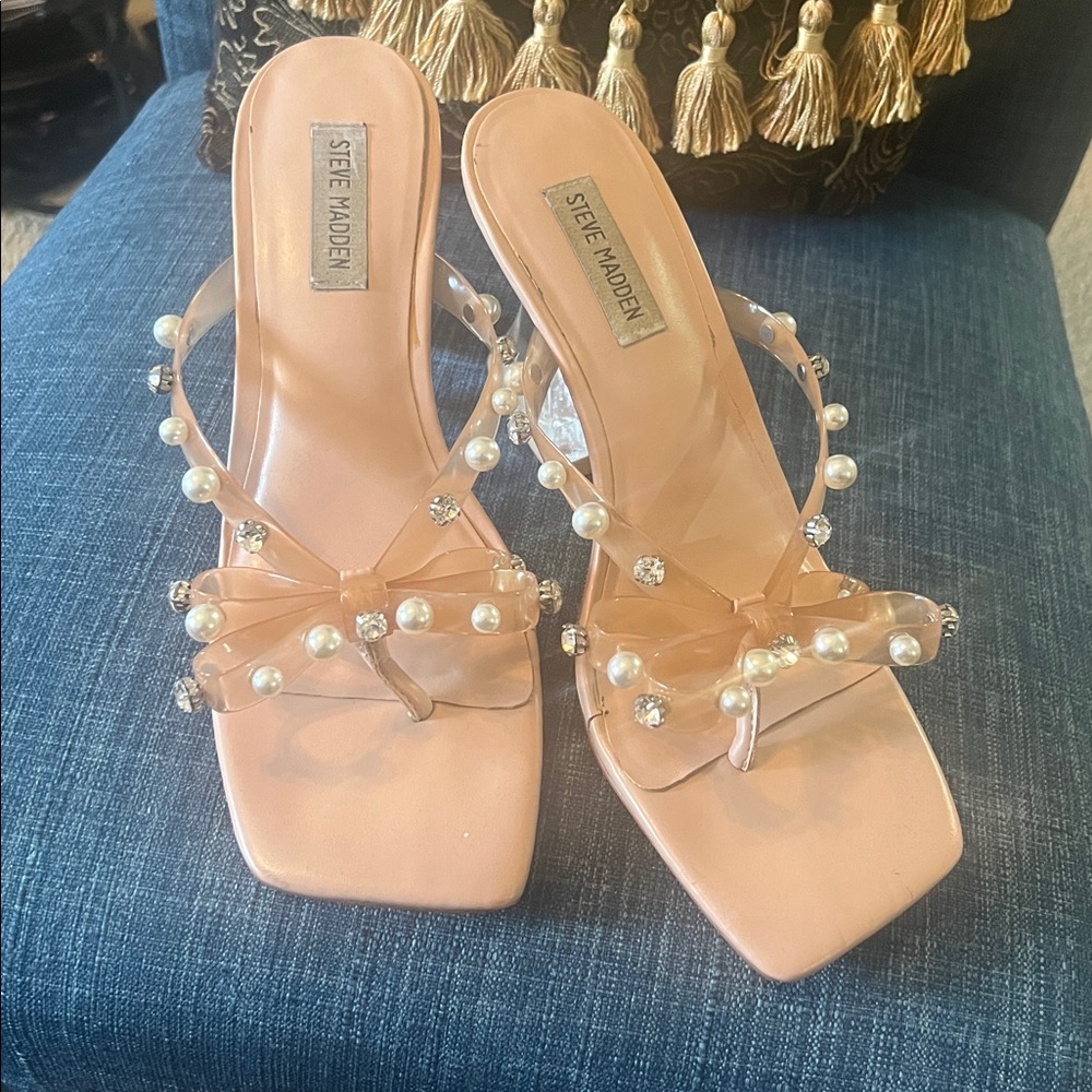 Steve Madden Pink Pearl Embellished Heels